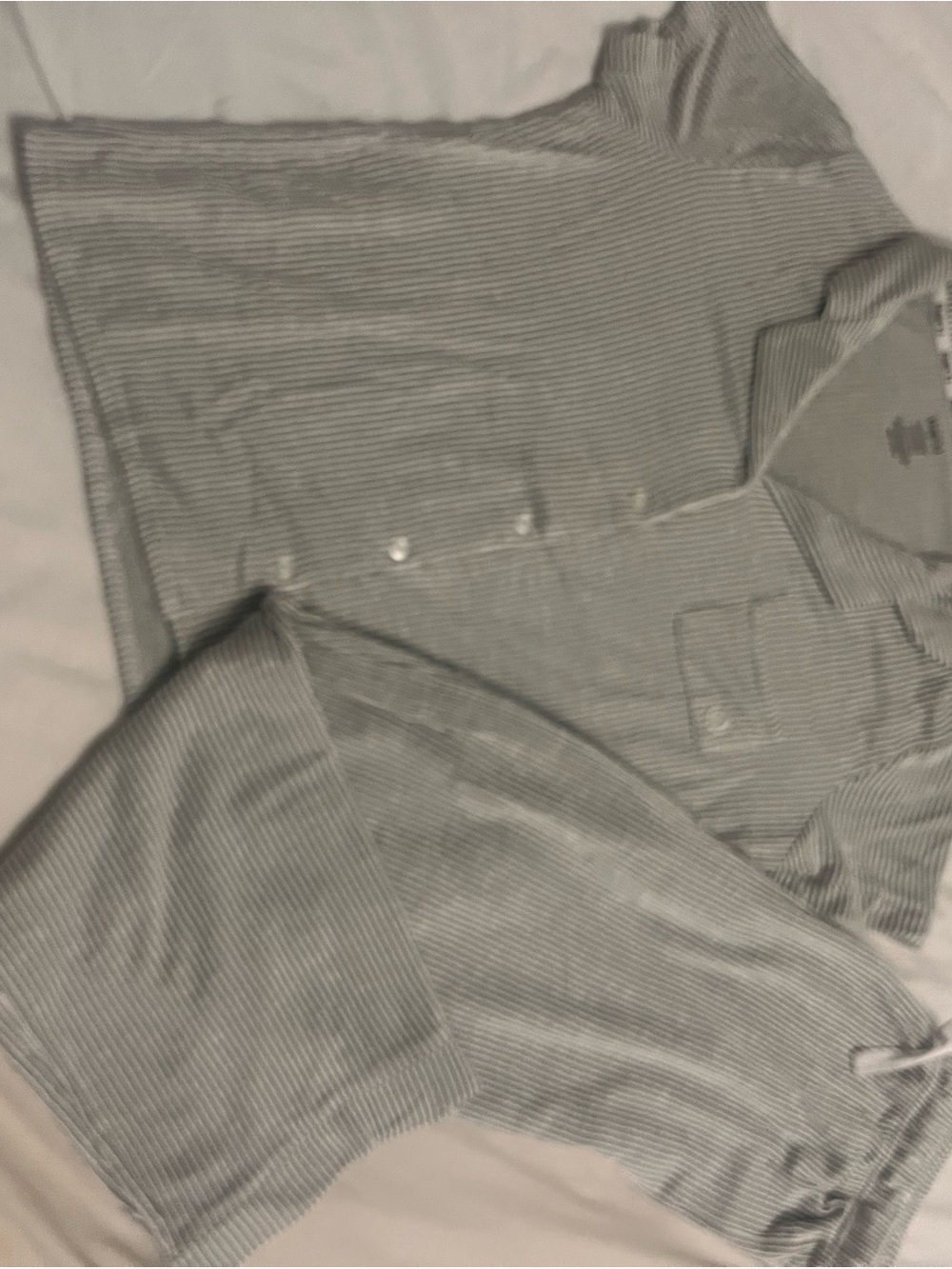 BORN Soft Short-Sleeve Pajama Set - Light Gray/Green